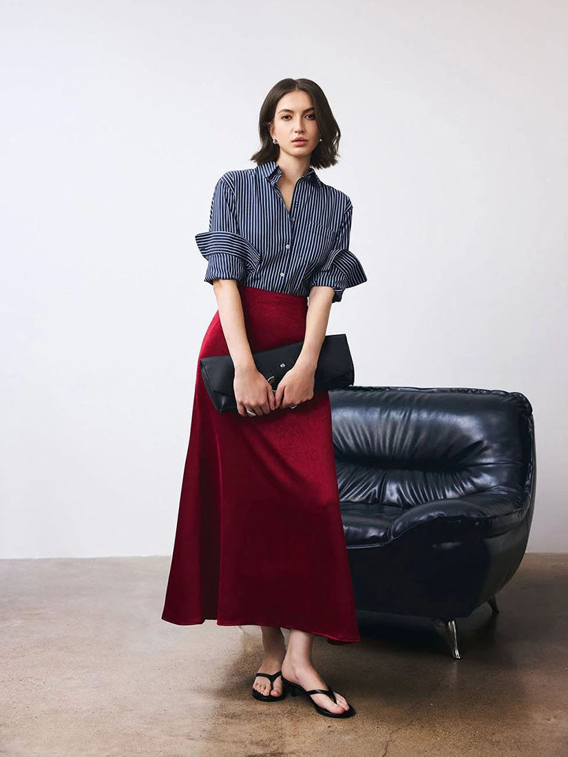 Basic Oversized Shirt - Navy Stripe