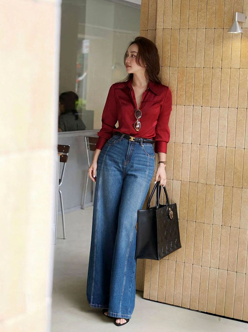 Silky Shirt With Chest Panel