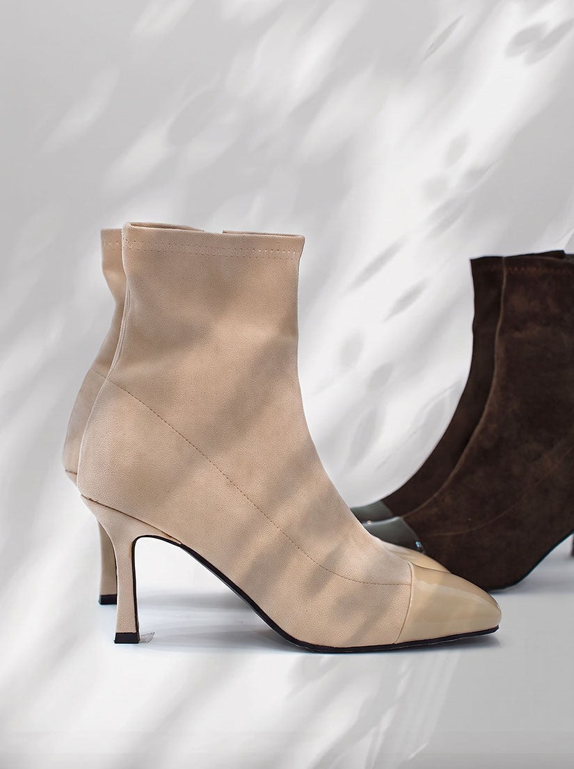 Patent Trim Heeled Ankle Boots (3 Colours)