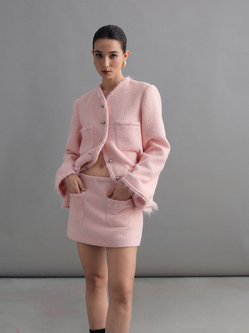 Pink Rohese Tweed Jacket