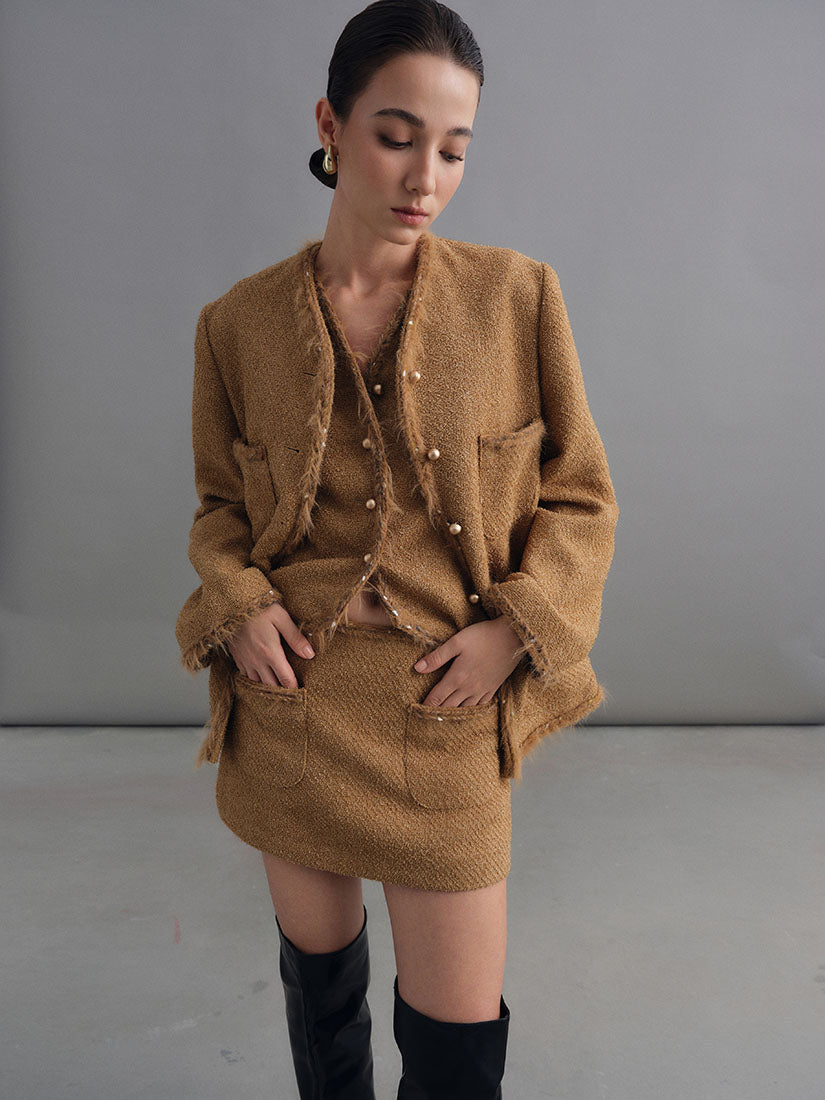 Camel Rohese Tweed Jacket