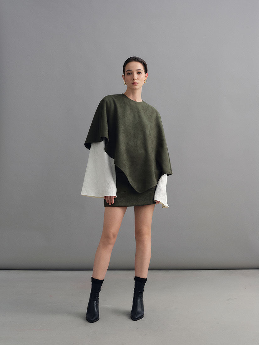 Olive Green Hawise Cape Top