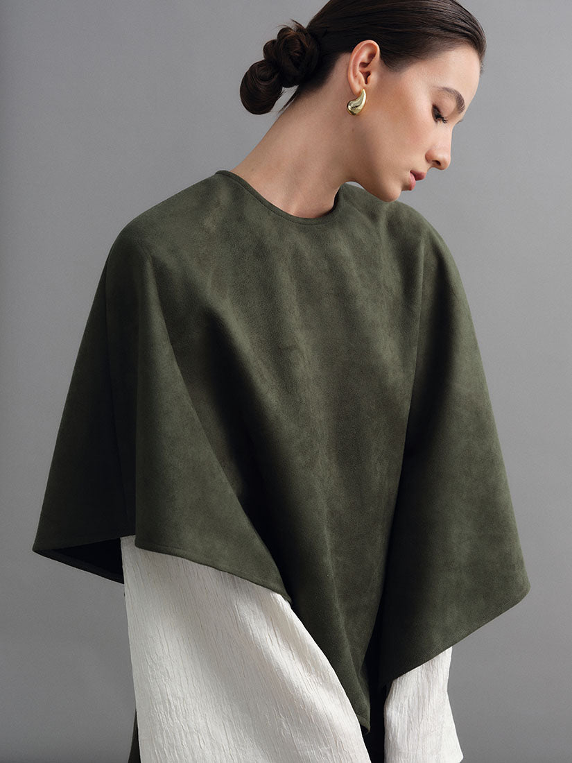 Olive Green Hawise Cape Top