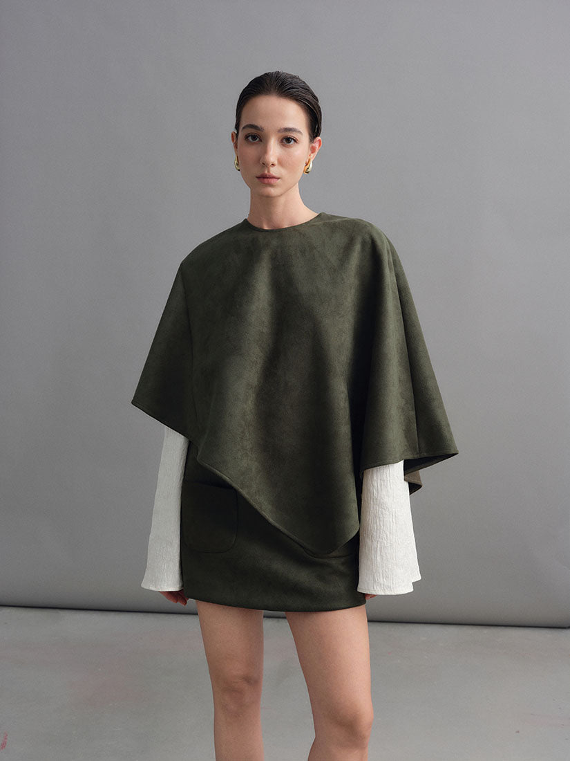 Olive Green Hawise Cape Top