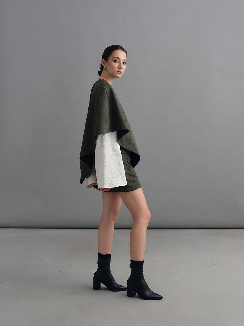 Olive Green Hawise Cape Top