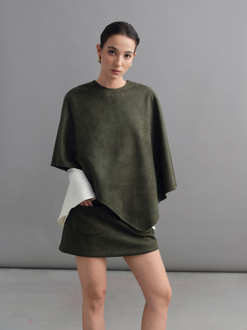 Olive Green Hawise Cape Top