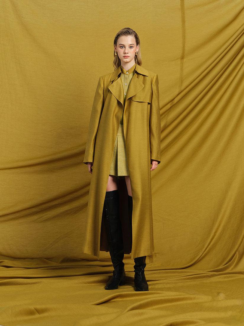 Olive Long Phoebe Trench Coat