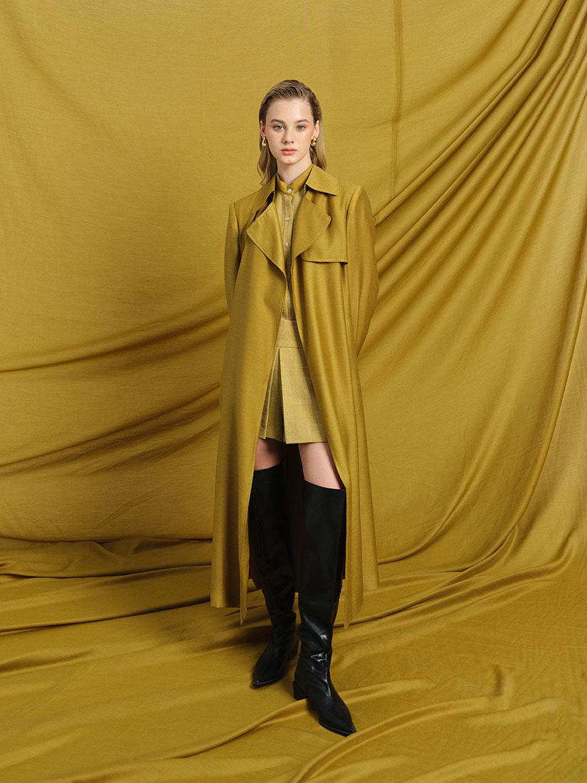 Olive Long Phoebe Trench Coat