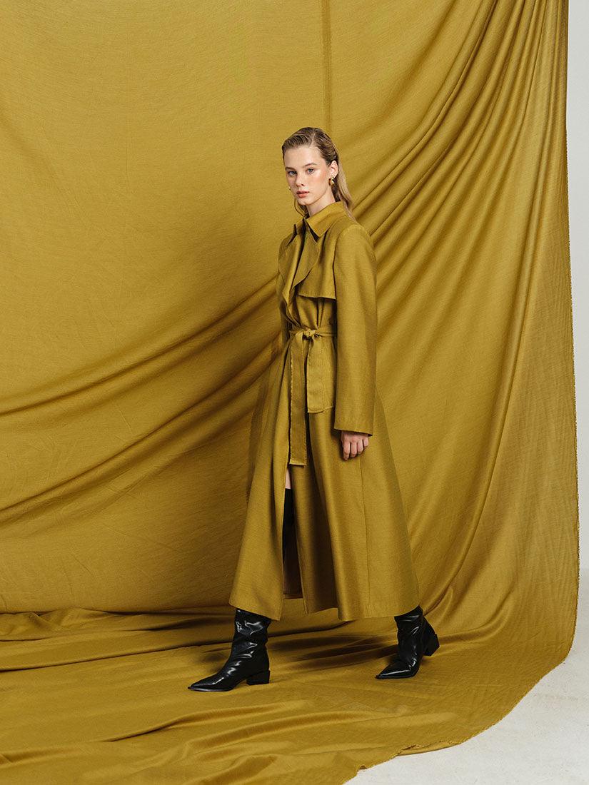 Olive Long Phoebe Trench Coat