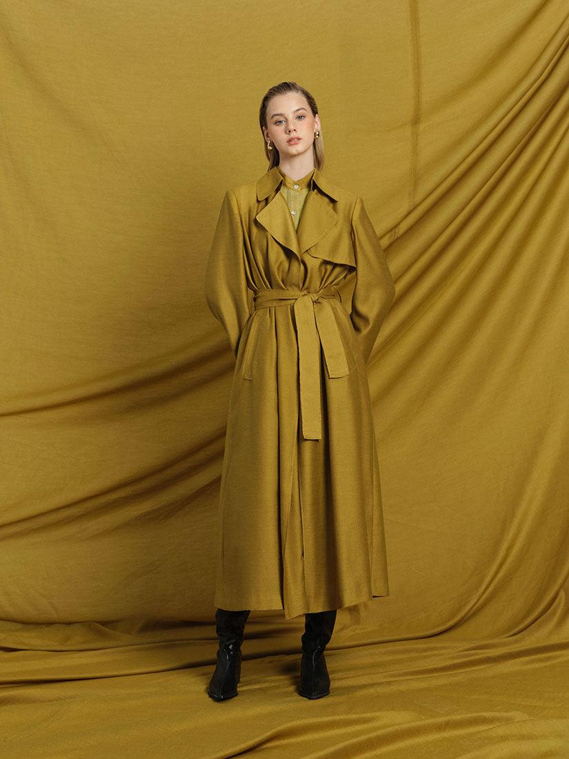 Olive Long Phoebe Trench Coat