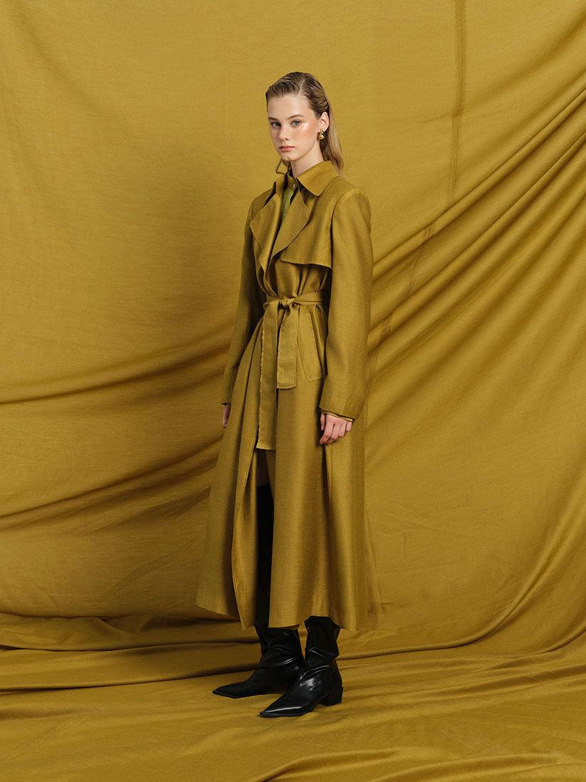 Olive Long Phoebe Trench Coat