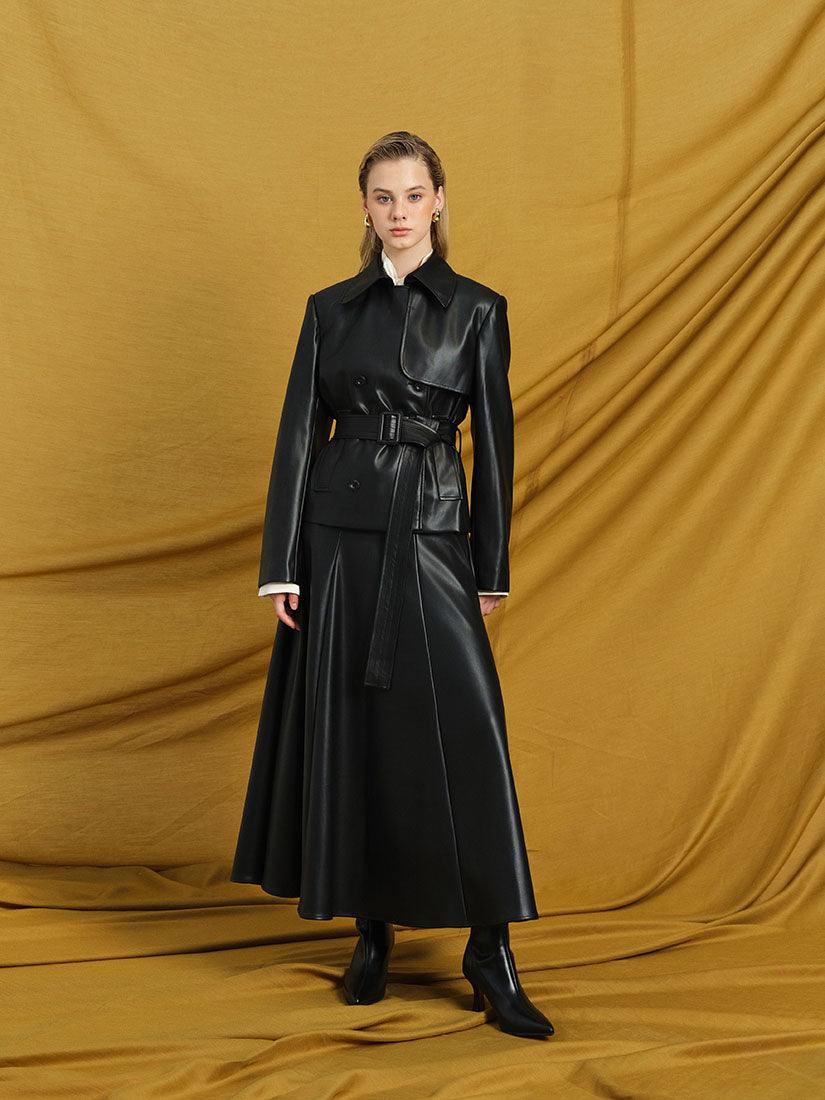 Black Cropped Dawson Trench Jacket