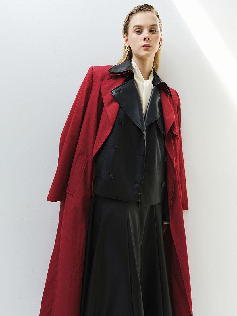 Burgundy Long Phoebe Trench Coat