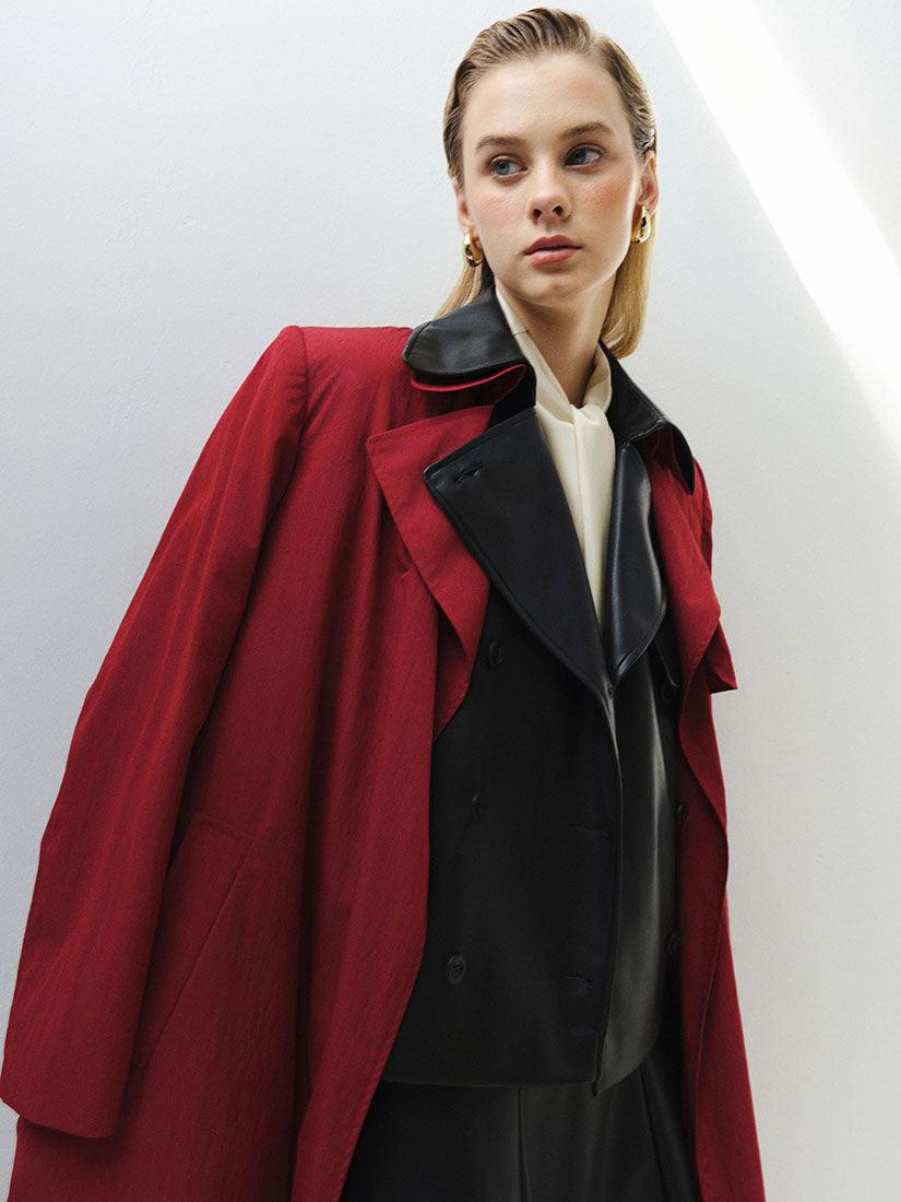 Burgundy Long Phoebe Trench Coat