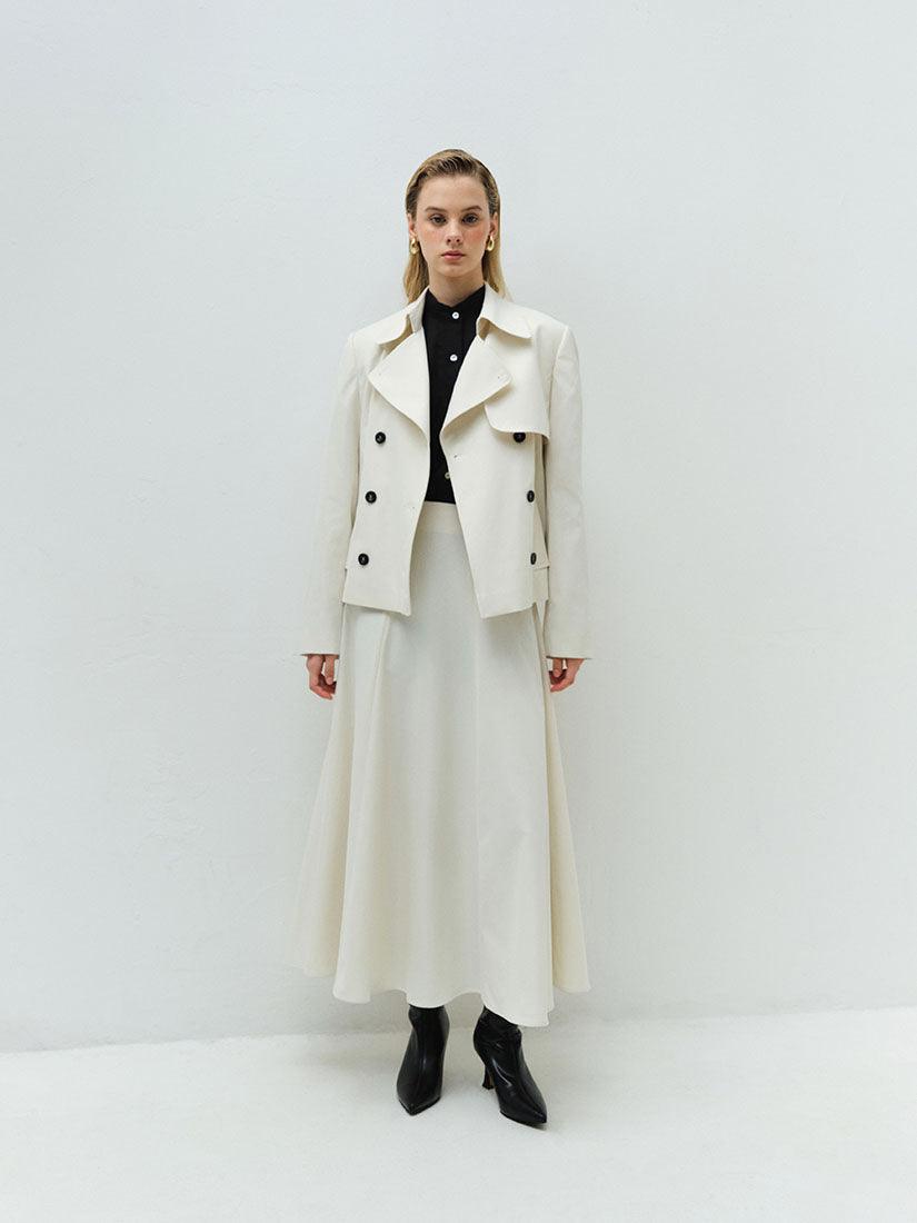 Cream Cropped Dawson Trench Jacket