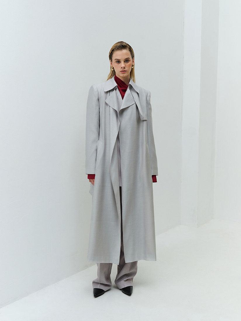 Grey Long Phoebe Trench Coat