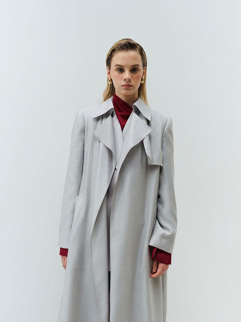 Grey Long Phoebe Trench Coat