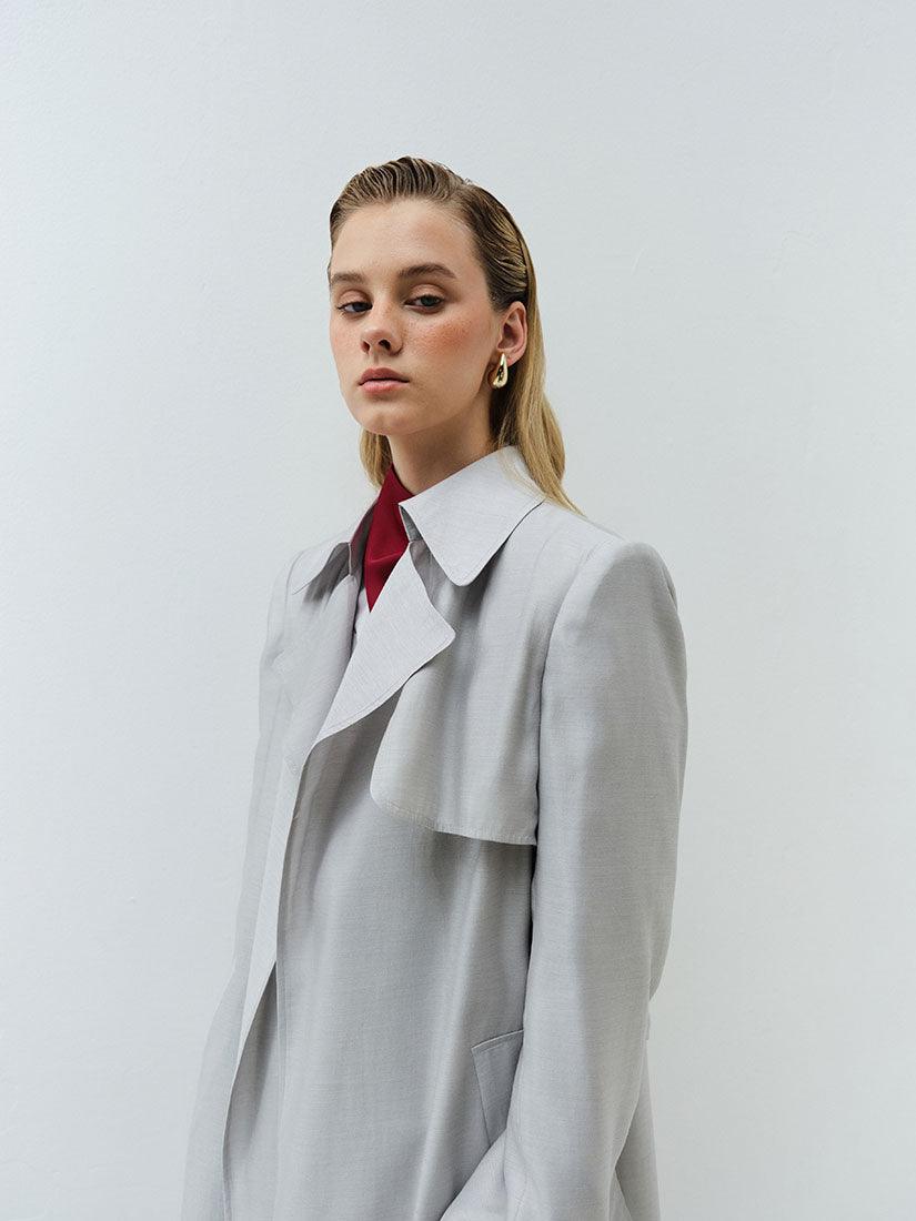 Grey Long Phoebe Trench Coat