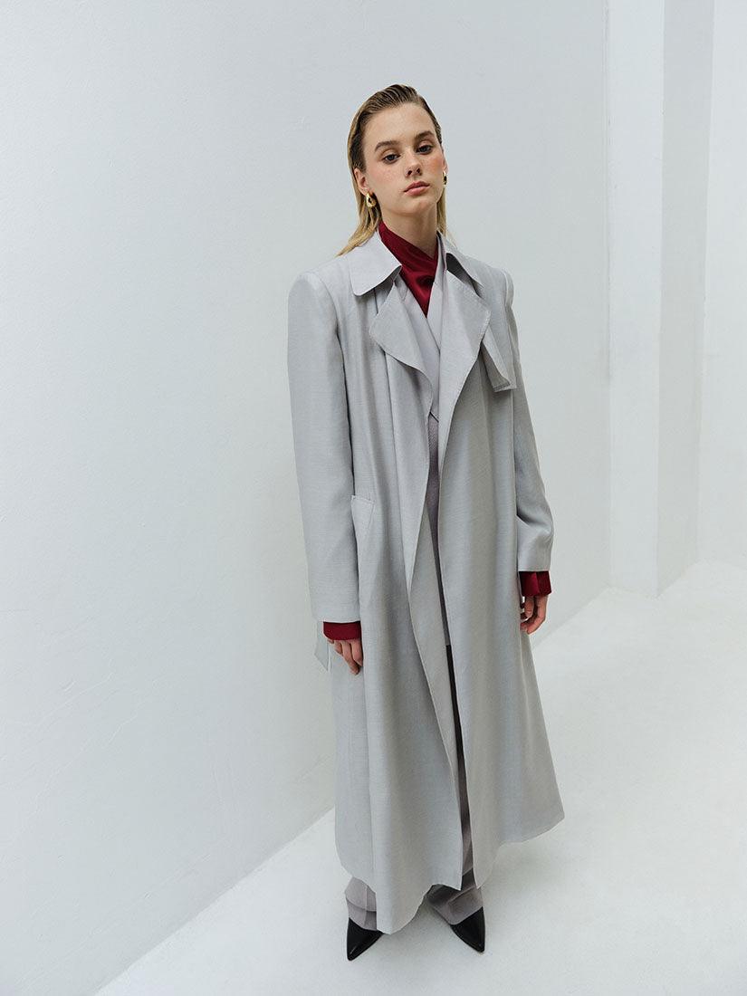 Grey Long Phoebe Trench Coat