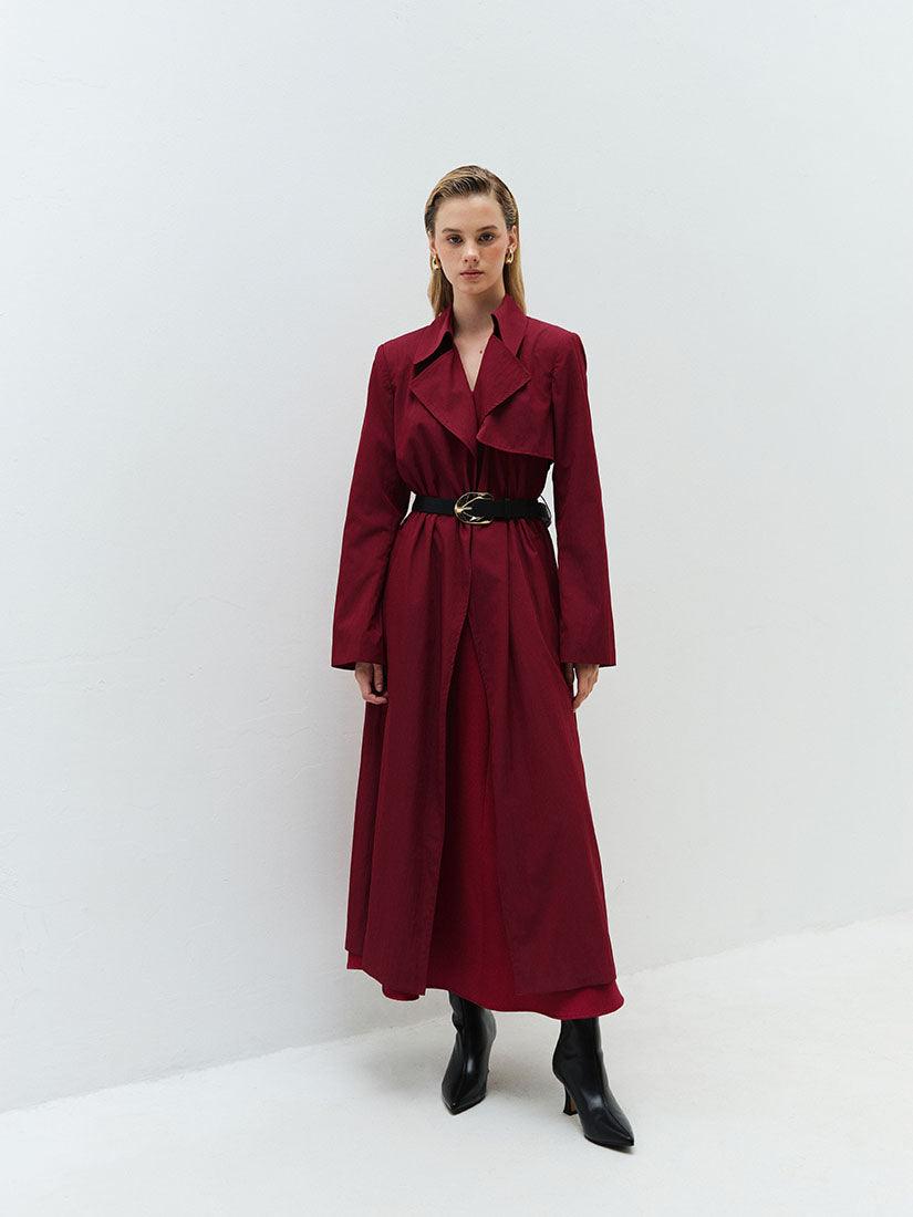 Burgundy Long Phoebe Trench Coat