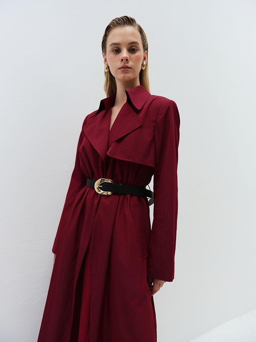 Burgundy Long Phoebe Trench Coat