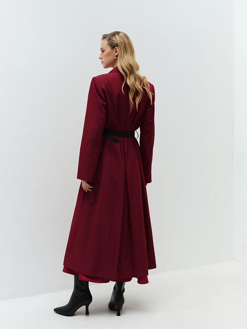 Burgundy Long Phoebe Trench Coat