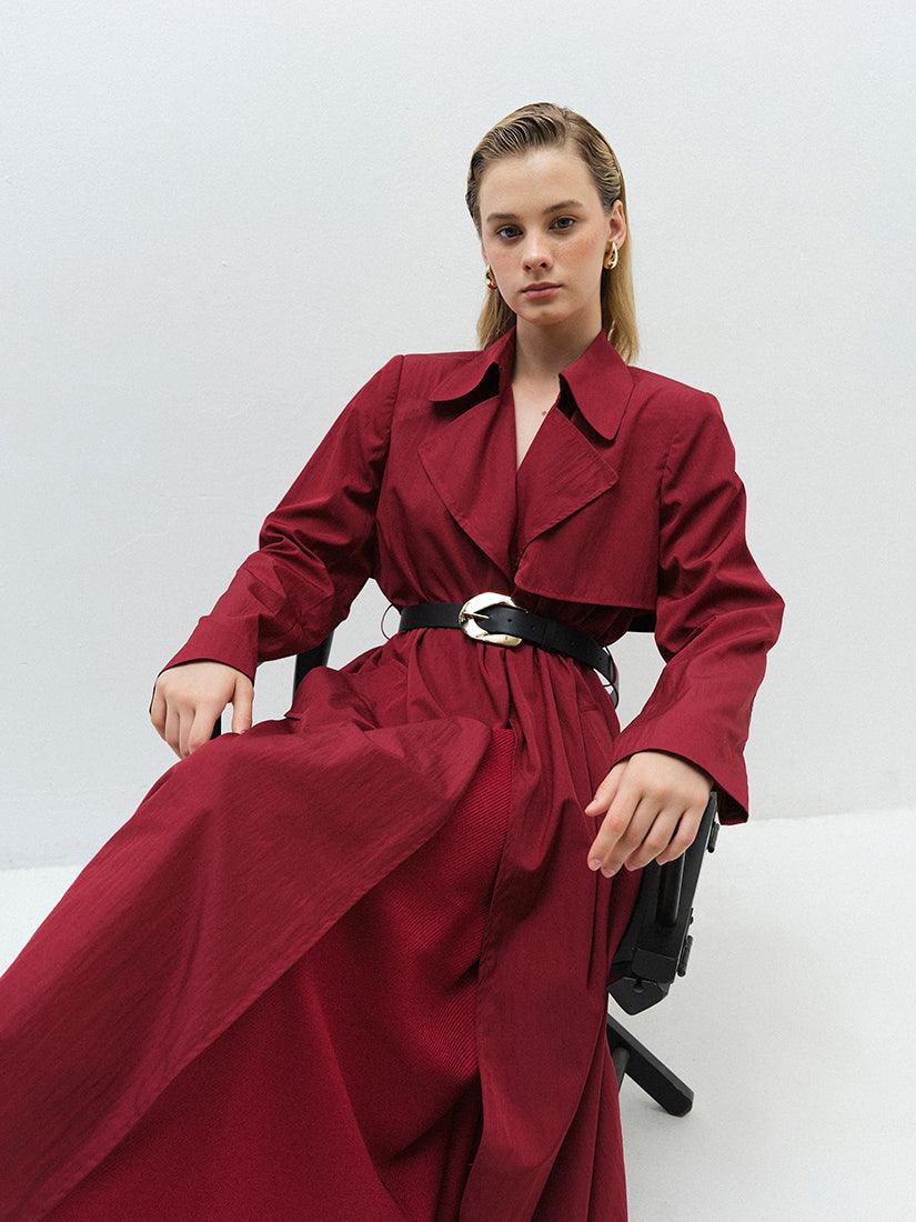 Burgundy Long Phoebe Trench Coat