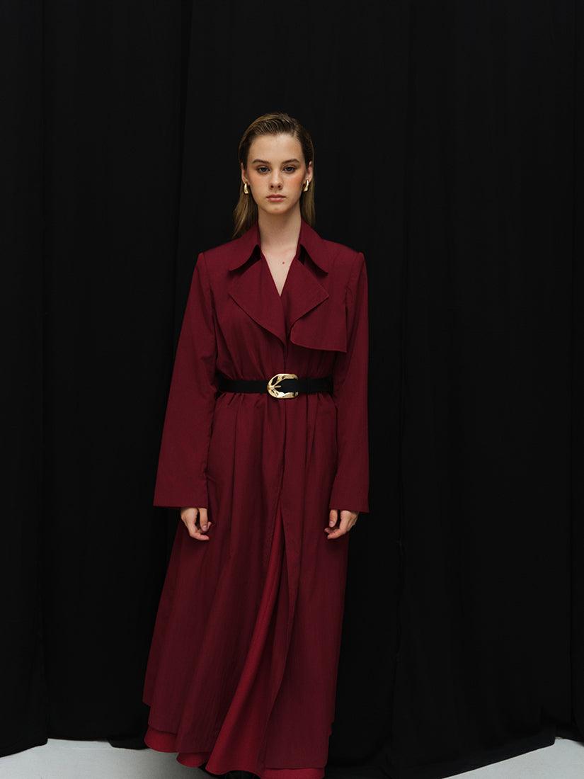 Burgundy Long Phoebe Trench Coat