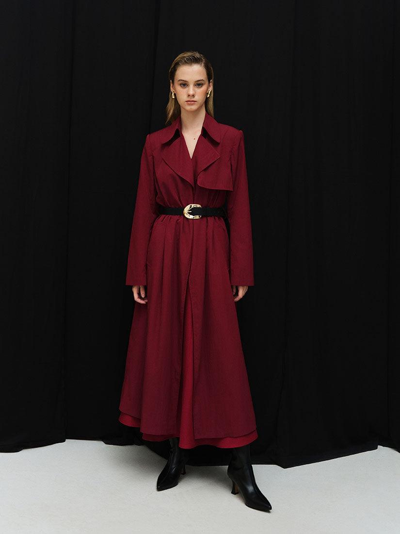 Burgundy Long Phoebe Trench Coat