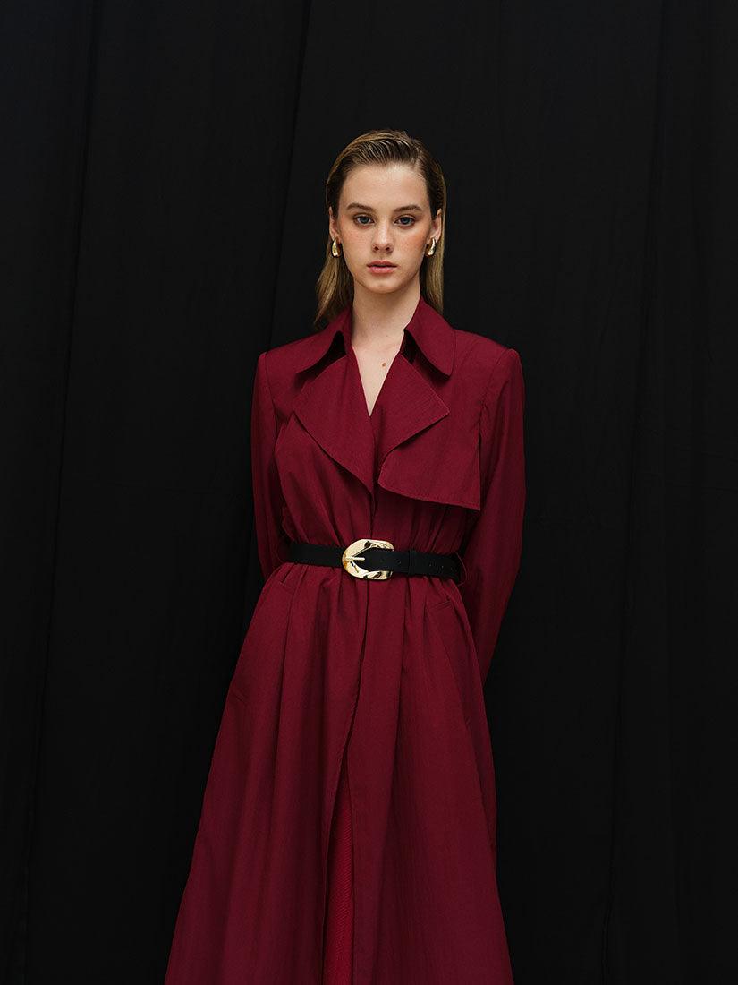 Burgundy Long Phoebe Trench Coat