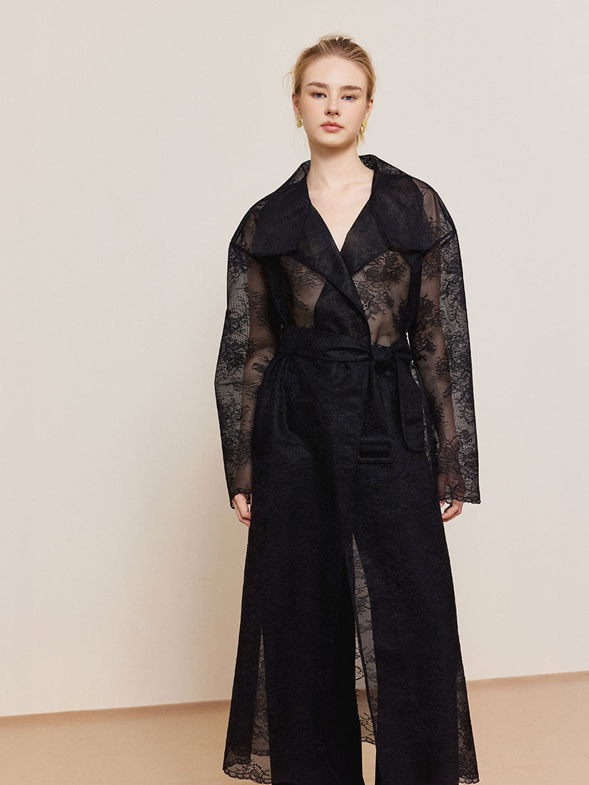 Lacey Trench Coat - Black
