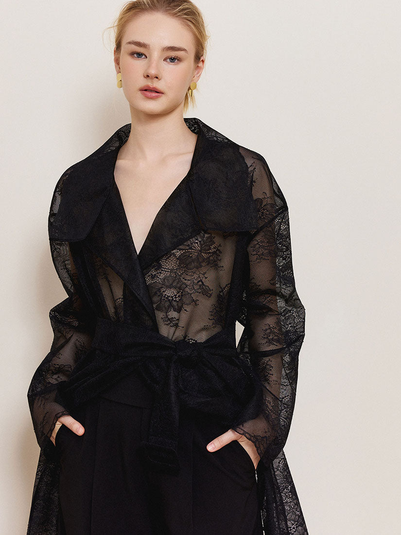 Lacey Trench Coat - Black