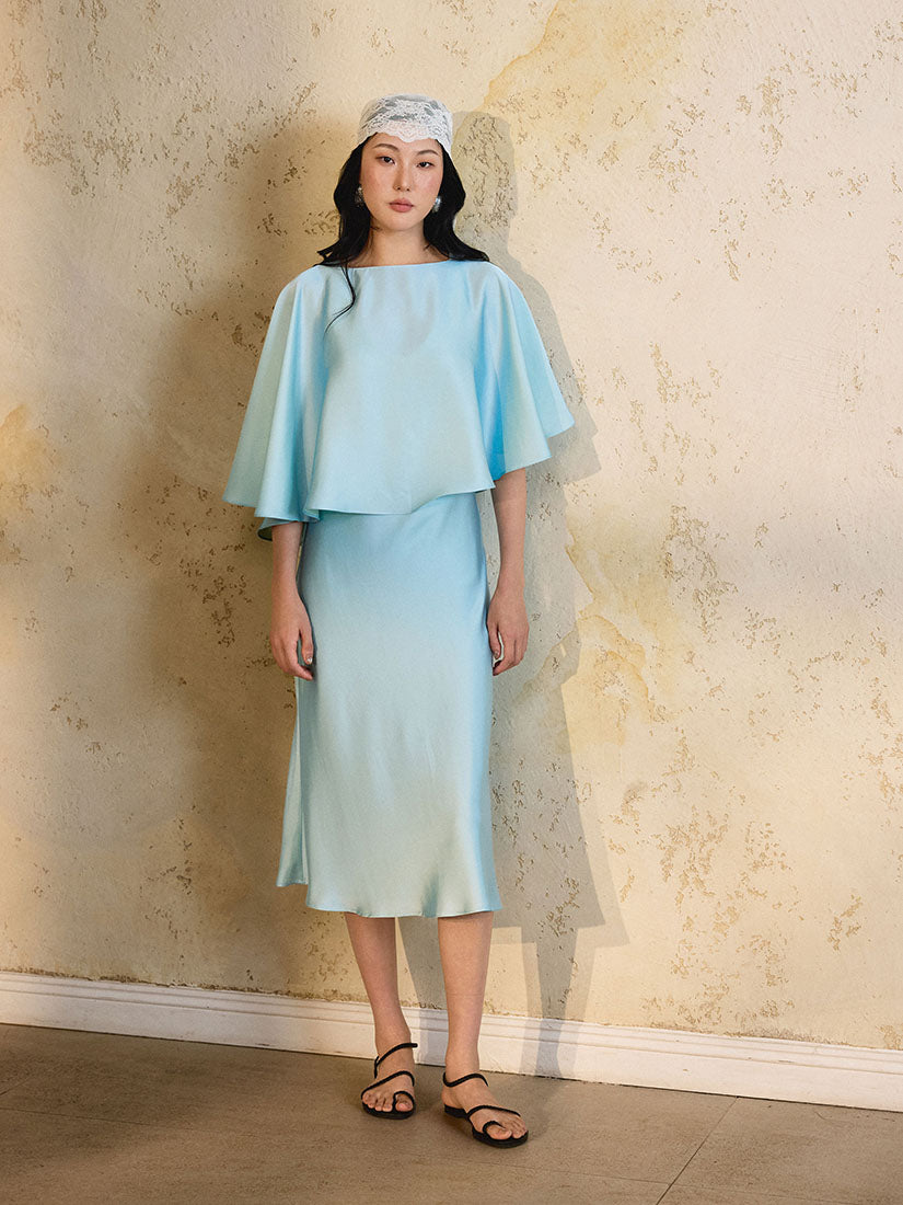 Eudora Cape Dress - Caribbean Blue
