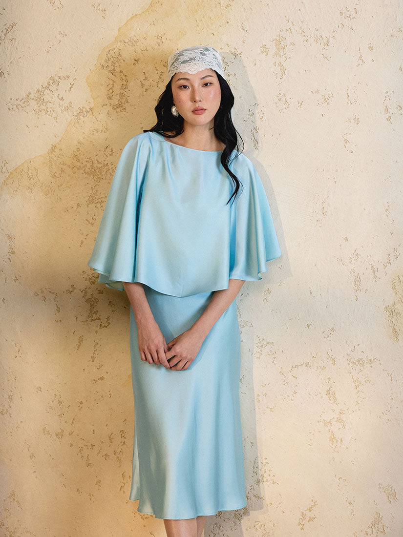 Eudora Cape Dress - Caribbean Blue