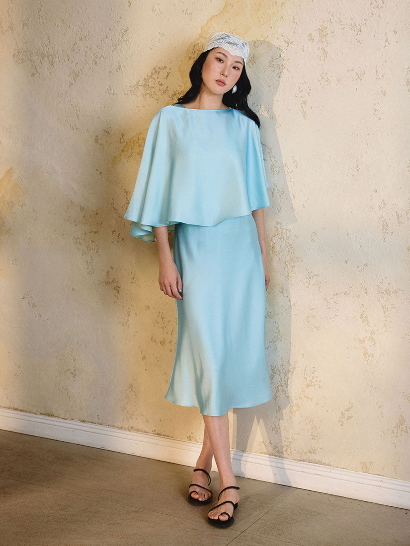Eudora Cape Dress - Caribbean Blue