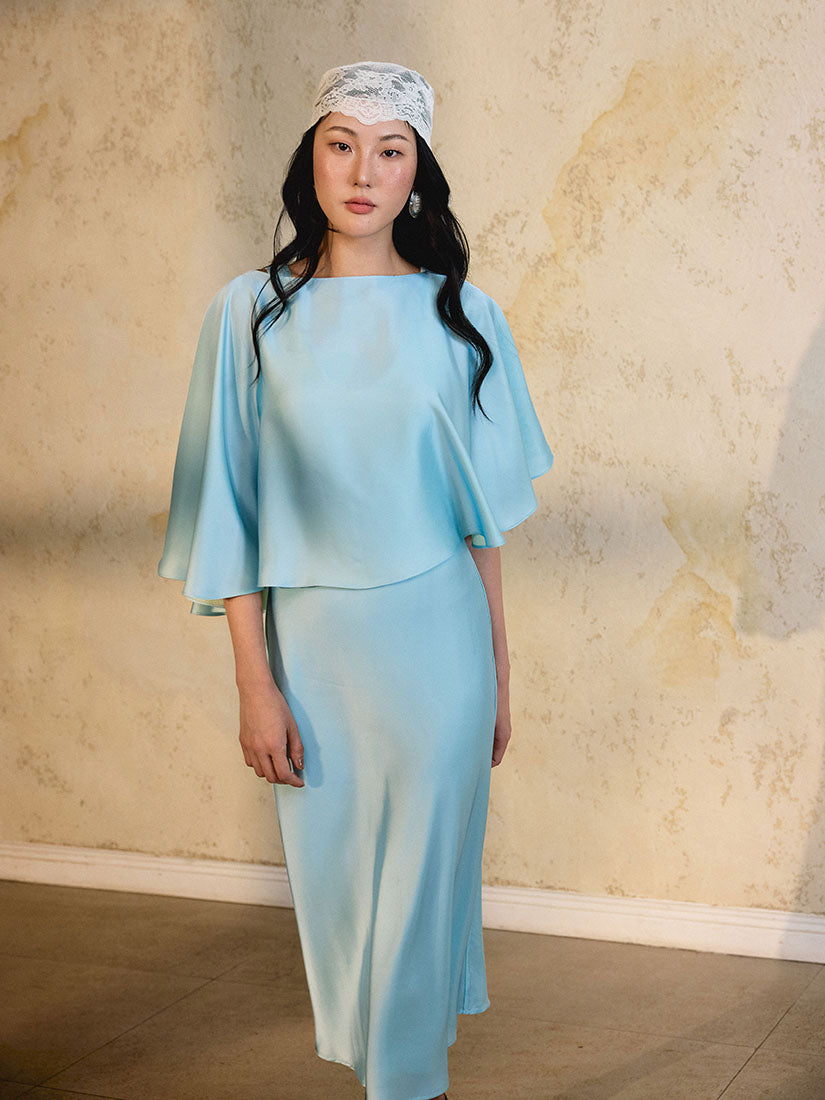 Eudora Cape Dress - Caribbean Blue