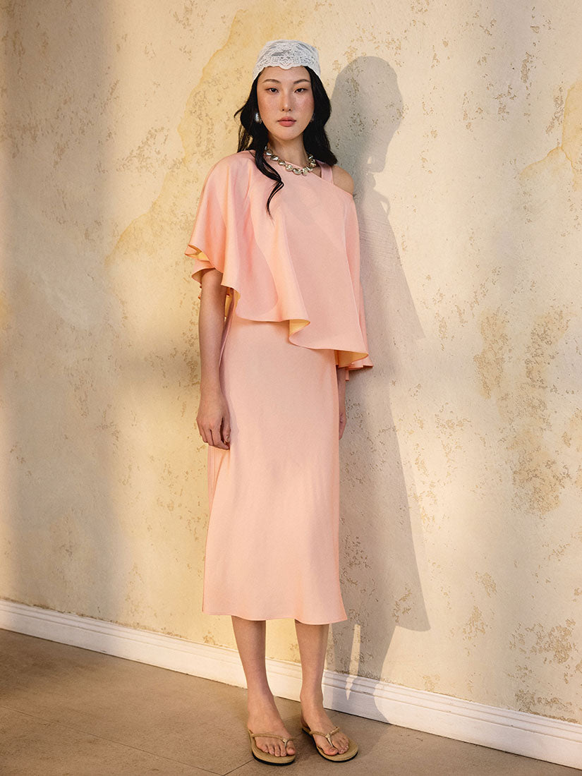 Eudora Cape Dress - Peach Pink
