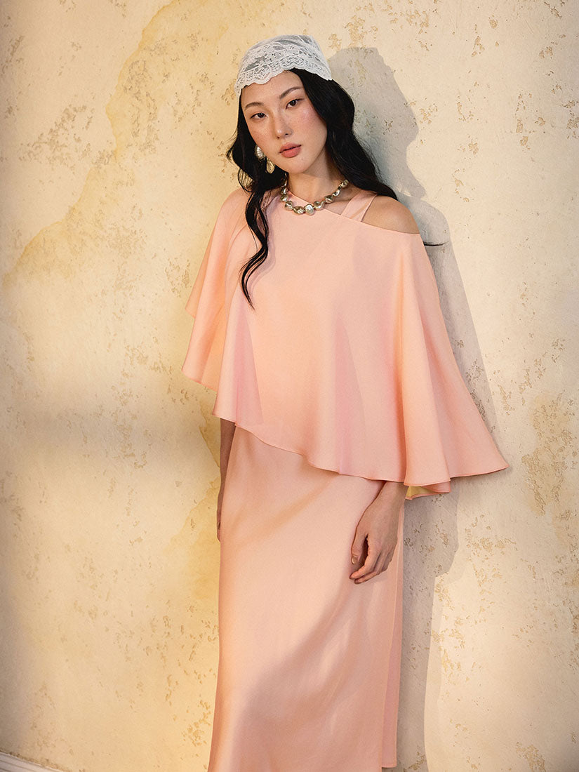 Eudora Cape Dress - Peach Pink