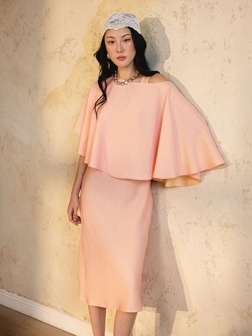 Eudora Cape Dress - Peach Pink