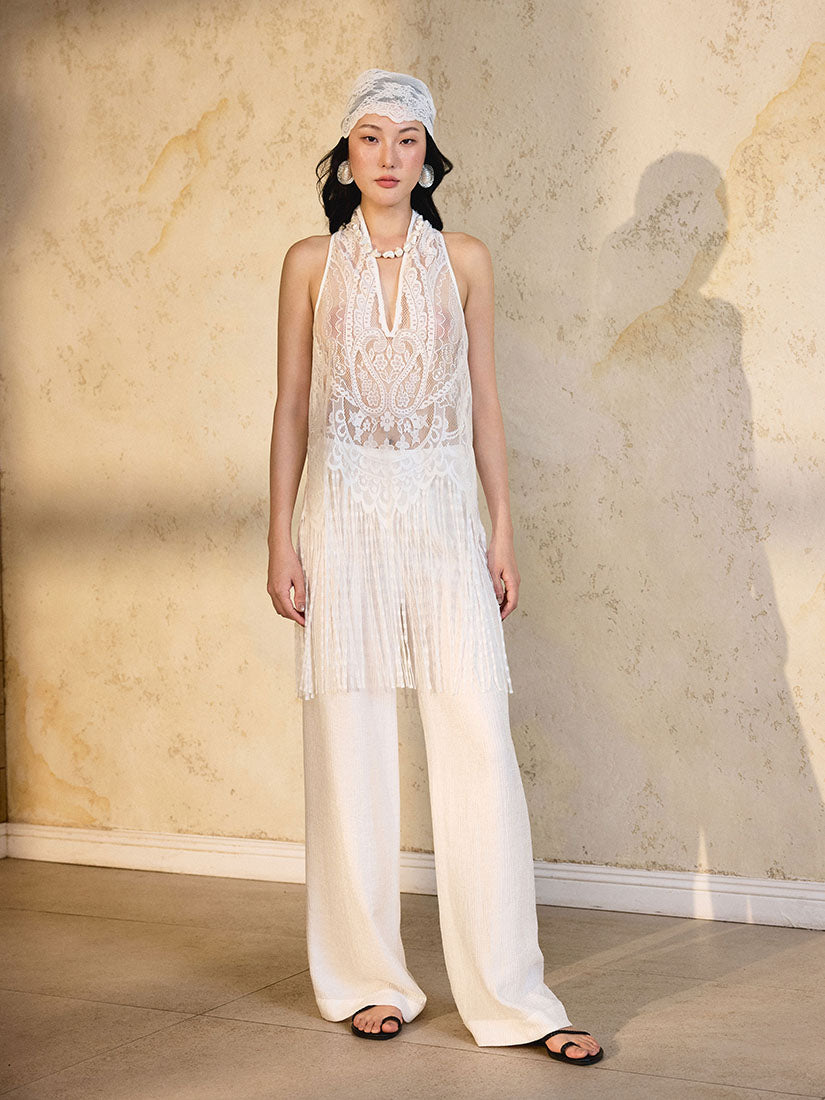 Kassian Fringe Top - White