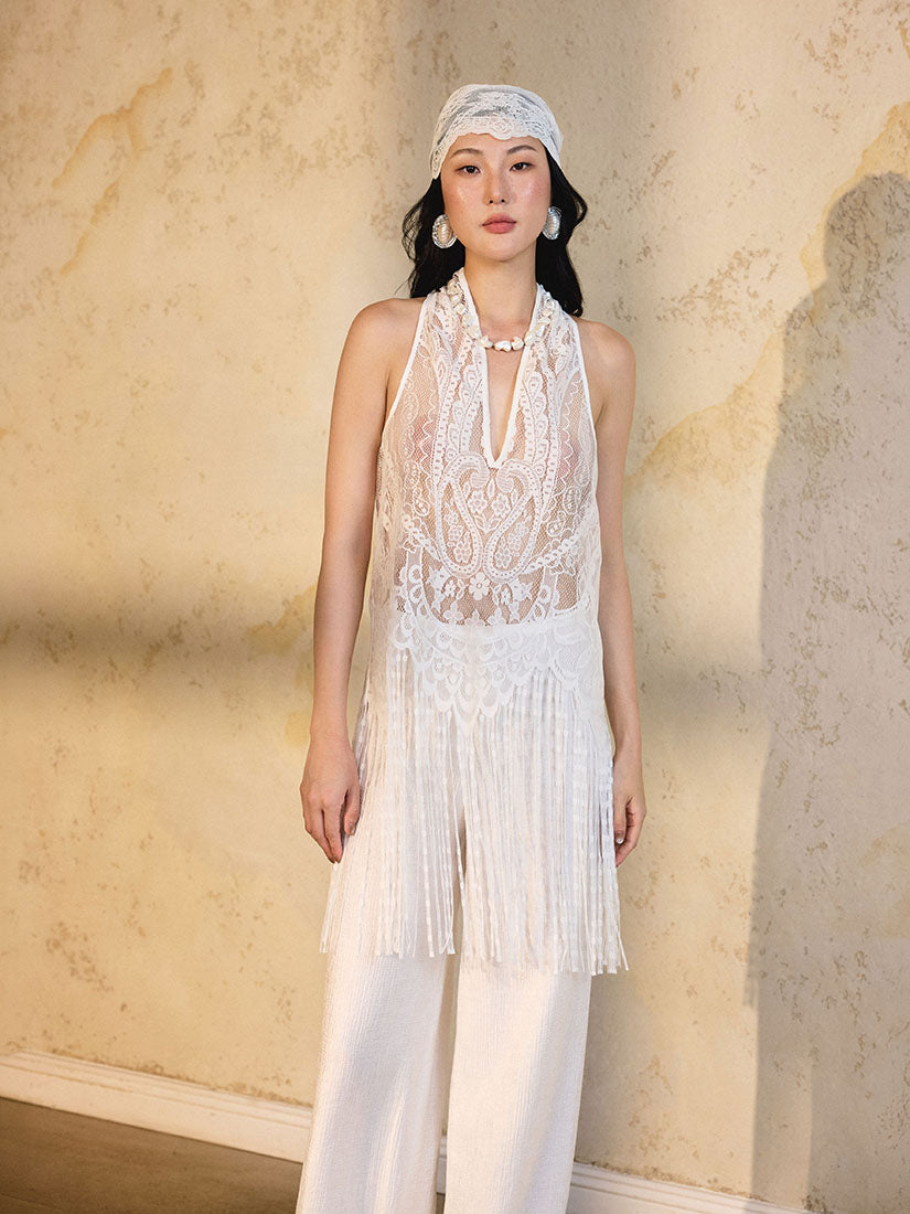 Kassian Fringe Top - White