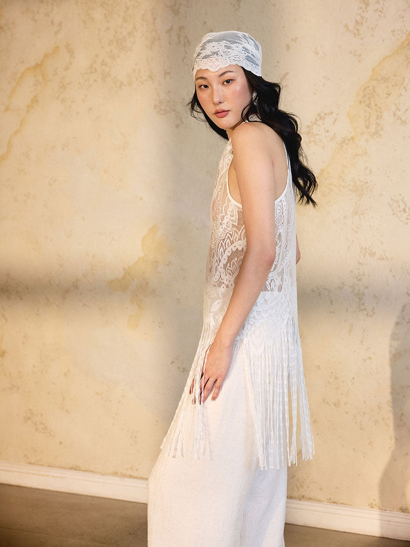 Kassian Fringe Top - White