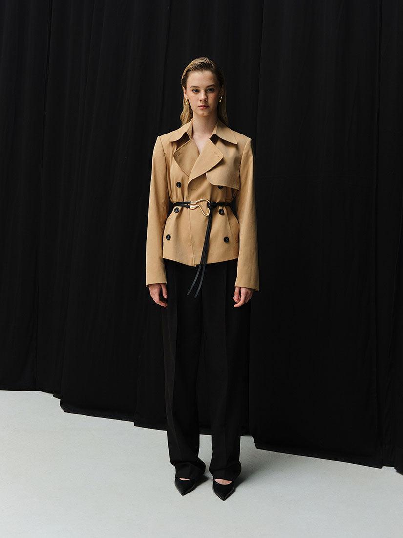 Camel Cropped Dawson Trench Jacket