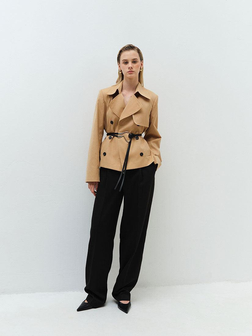 Camel Cropped Dawson Trench Jacket