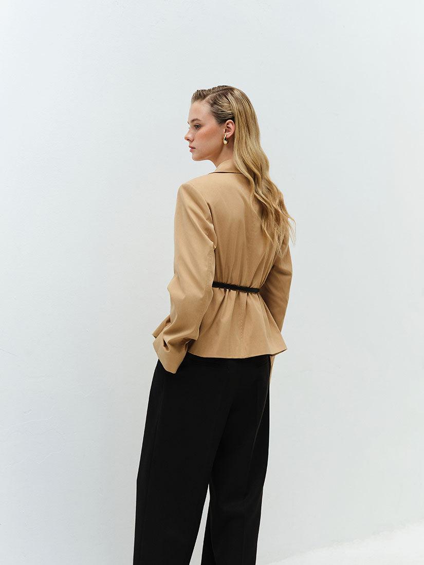 Camel Cropped Dawson Trench Jacket