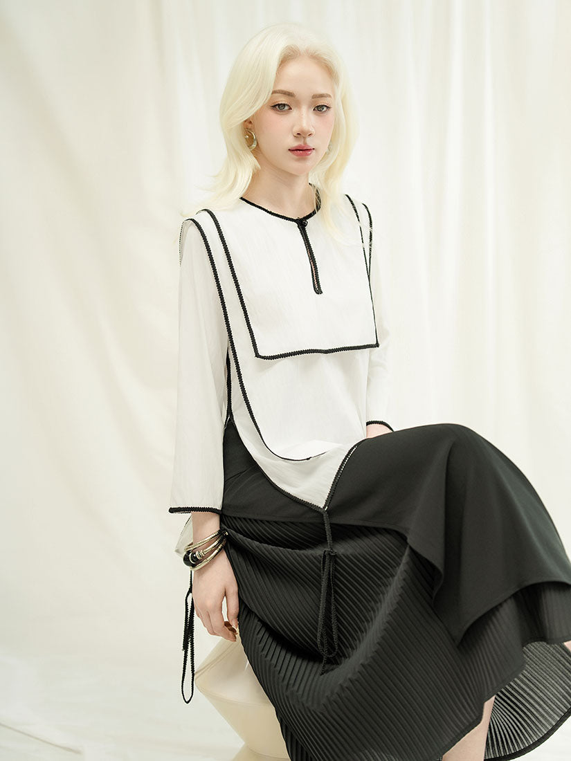 Pleated Underlay Chiffon Maxi Skirt