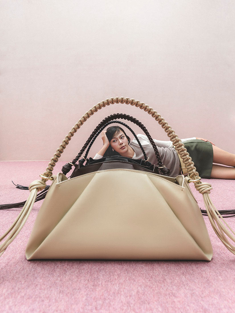 Beige Artisan Dumpling Bag