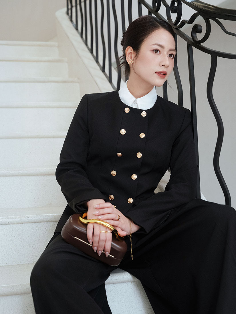 Golden Button Double Breasted Blazer