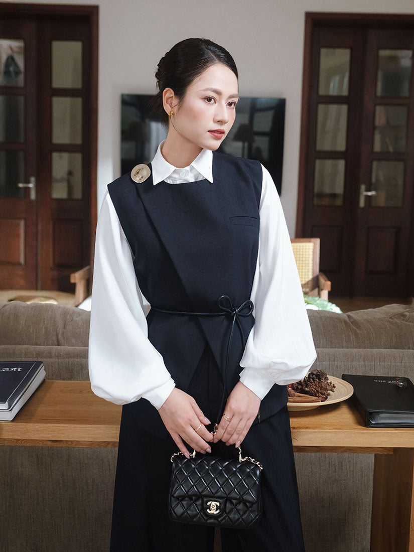 Golden Abstract Badge Wrap Front Waistcoat