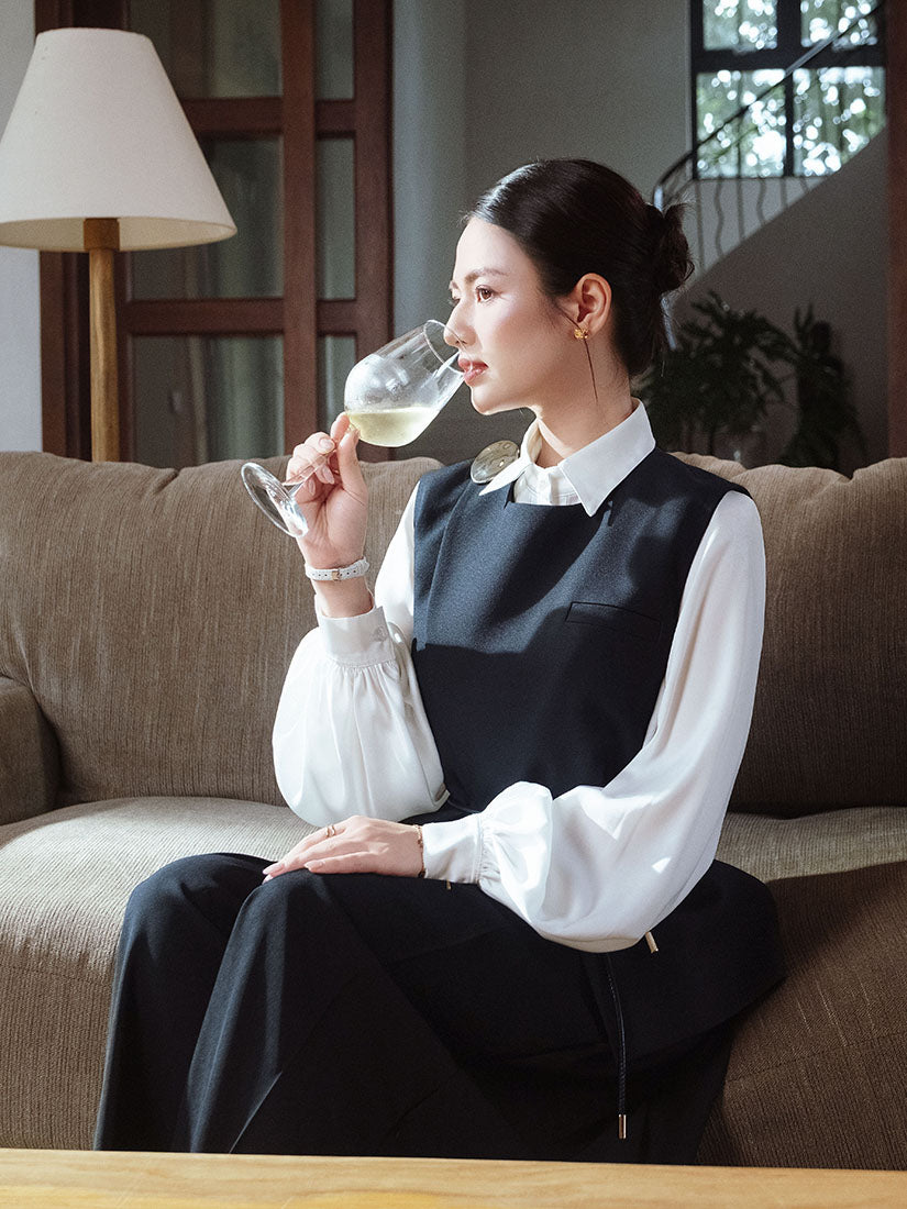 Golden Abstract Badge Wrap Front Waistcoat